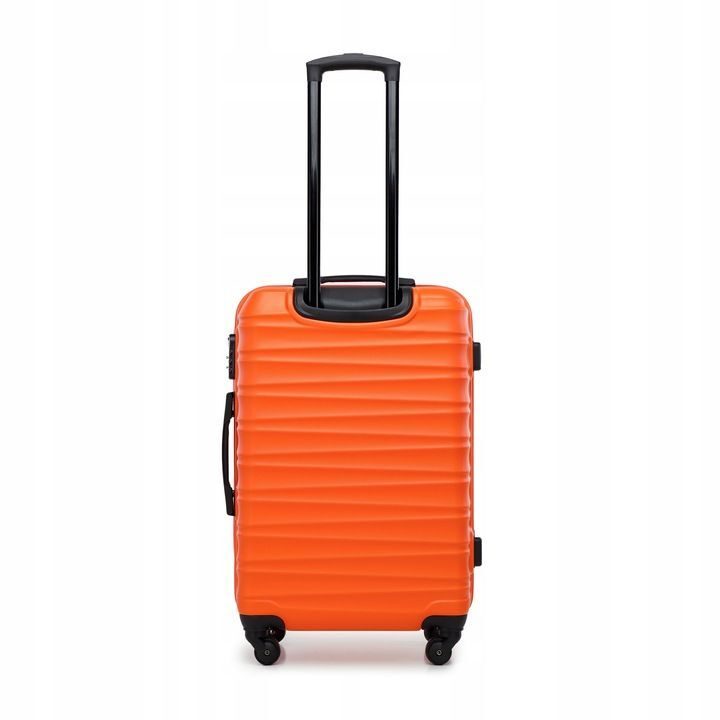 Großer Premium-Koffer Reisekoffer ABS-Kunststoff 96l mit orangefarbenen Rippen