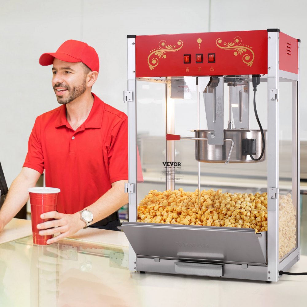 Popcornmaker Popcornmaker 1615W 16oz waterkoker Grote capaciteit Popcornmaker op aanrecht met gehard glas Inclusief 3 roestvrijstalen scoops in bioscoopstijl Popcornmaker Popcornmaker 1615W 16oz waterkoker Grote capaciteit Popcornmaker op aanrecht met gehard glas Inclusief 3 roestvrijstalen scoops in bioscoopstijl