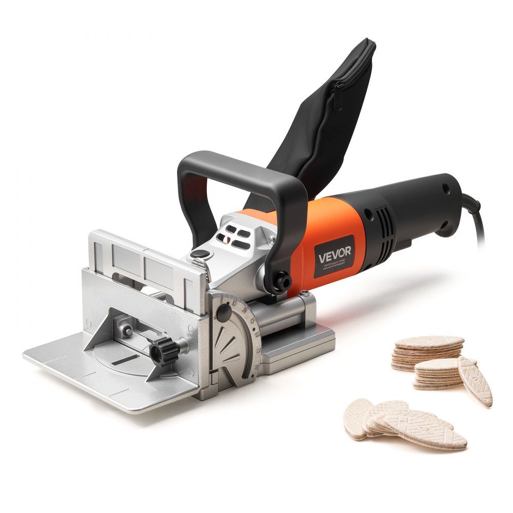Flat dowel milling machine, 5.9 A, 230 V mains operation, groove milling machine mit 760-W-Motor (11,600 rpm), carbide milling head, dust bag, angle & depth adjustable, for woodworking