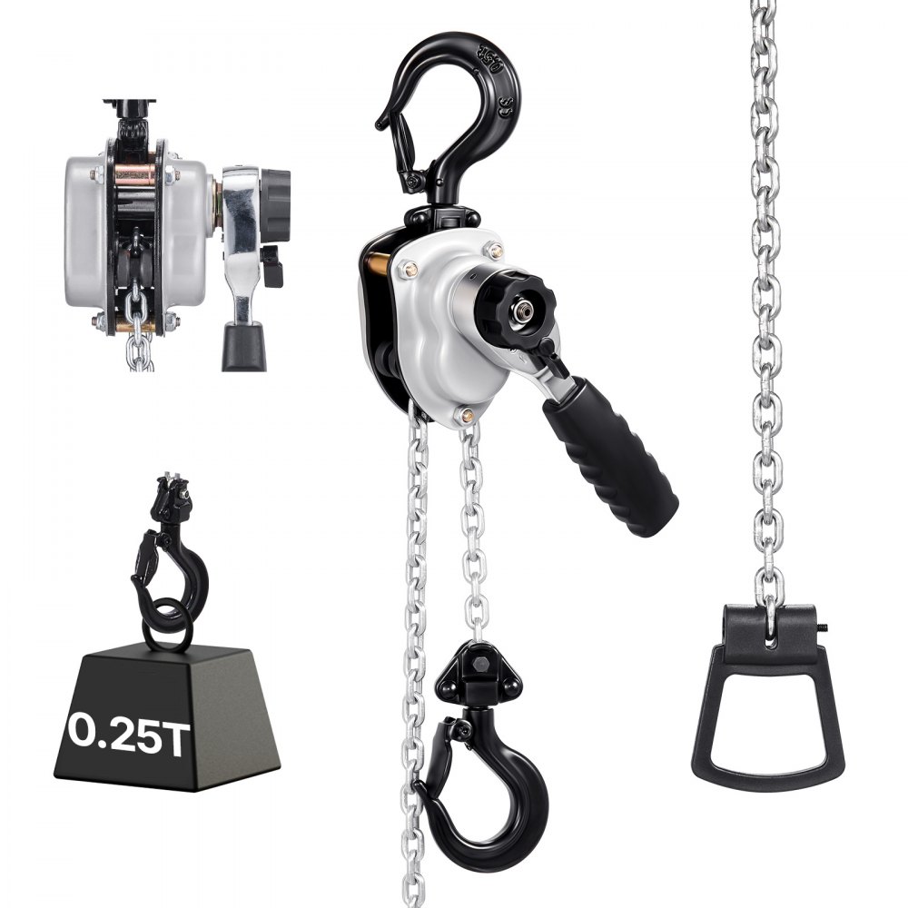 Mini Lever Hoist, 1/4 Ton Capacity Hand Chain Hoist, 3m Stroke, G80 Steel Alloy Chain with Mechanical Double Pawl Brake, Chain Hoist with 360° Swivel Hooks, for Warehouse, Construction, Garage Mini Lever Hoist, 1/4 Ton Capacity Hand Chain Hoist, 3m Stroke, G80 Steel Alloy Chain with Mechanical Double Pawl Brake, Chain Hoist with 360° Swivel Hooks, for Warehouse, Construction, Garage