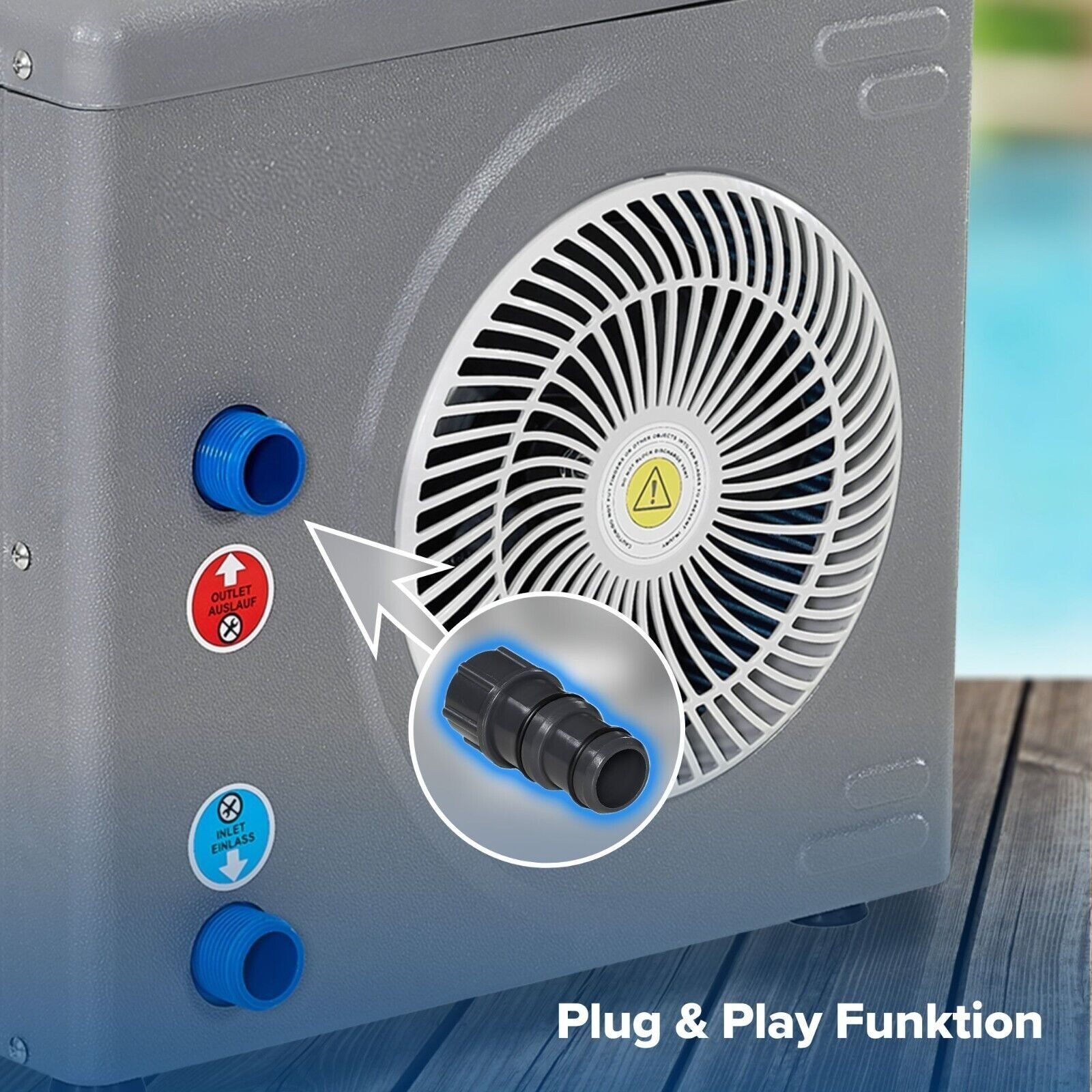 Zwembadwarmtepomp zwembadverwarming water-lucht warmtewisselaar warmtepomp 3,9 kW