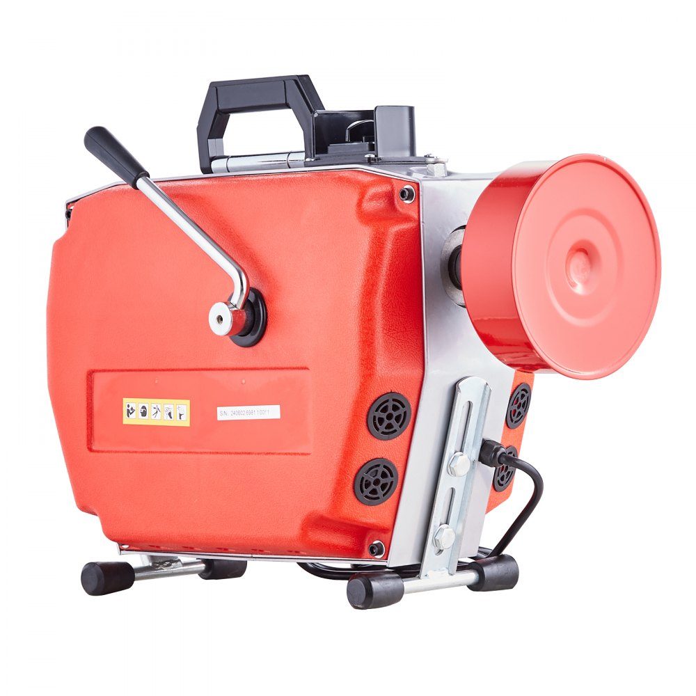 120ft x 7/8" Pipe Cleaning Machine, 420W Electric Pipe Cleaning Cable with Manual Feed - with 6 cutters, 2 steel cables (120ft x 7/8" and 18ft x 3/8") and CW/CCW control for 1.9" to 6" pipes