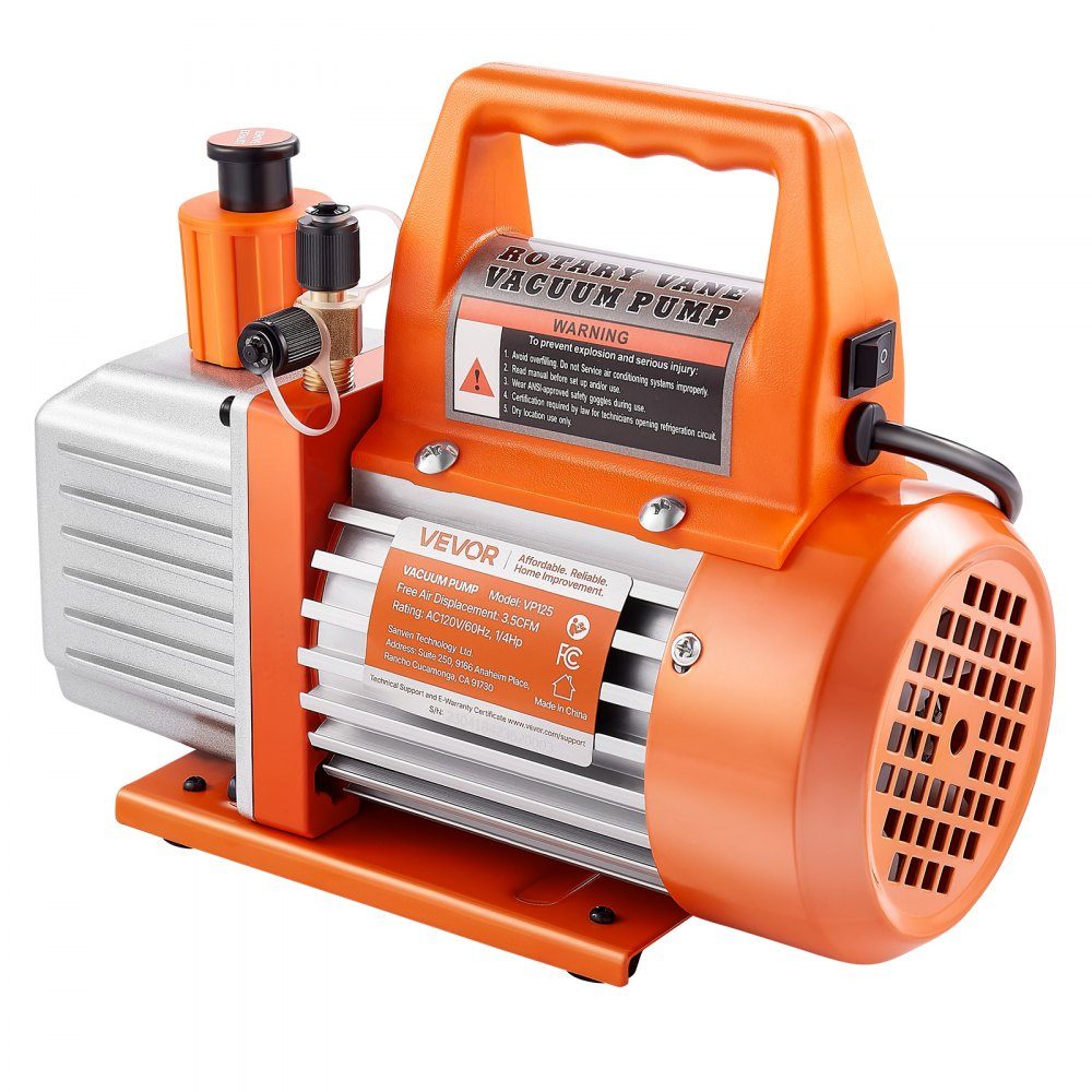 Vacuum Pump 99L/min HVAC Single Stage Rotary Vane AC Vacuum Pump for R134a R22 R410a Systems with Oil Bottle 4 Pole Motor 5Pa for Automotive Air Conditioning Resin Degassing