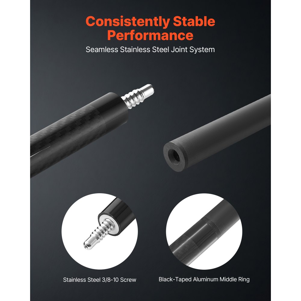 Billiard cue 1 piece (1473.2 mm / 538 g) made of carbon fiber with pressed Bakelite tip & ABS connecting ring, billiard stick suitable for bar home office American 9-ball game, pool cue Billiard cue 1 piece (1473.2 mm / 538 g) made of carbon fiber with pressed Bakelite tip & ABS connecting ring, billiard stick suitable for bar home office American 9-ball game, pool cue