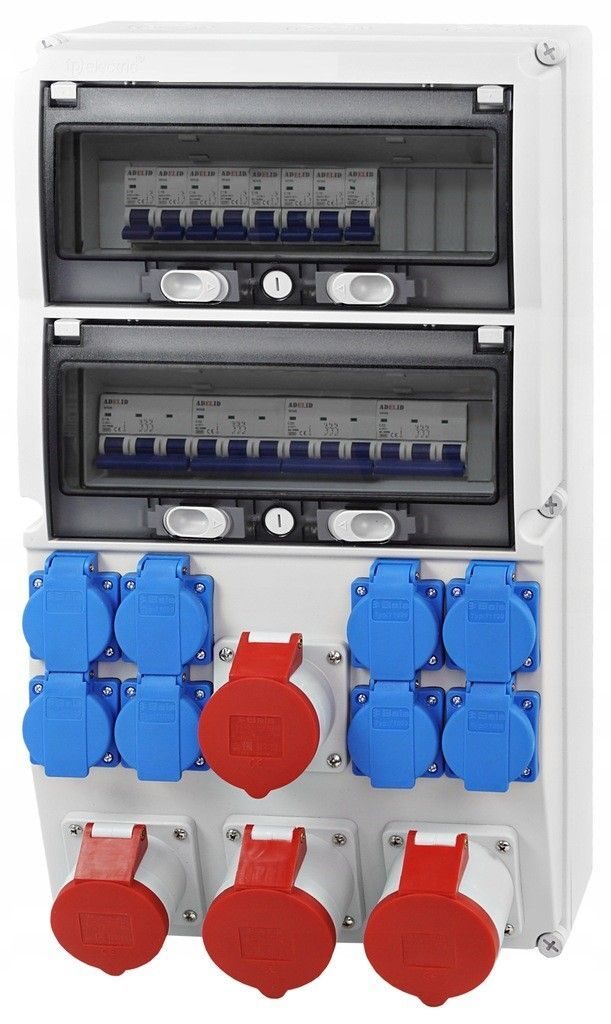 Distributeur électrique mural 8x 230 V 16A / 2 x 16A / 2 x 32A ensemble complet de distribution d'énergie de construction APPAREIL DE COMMUTATION DE CONSTRUCTION appareillage de commutation