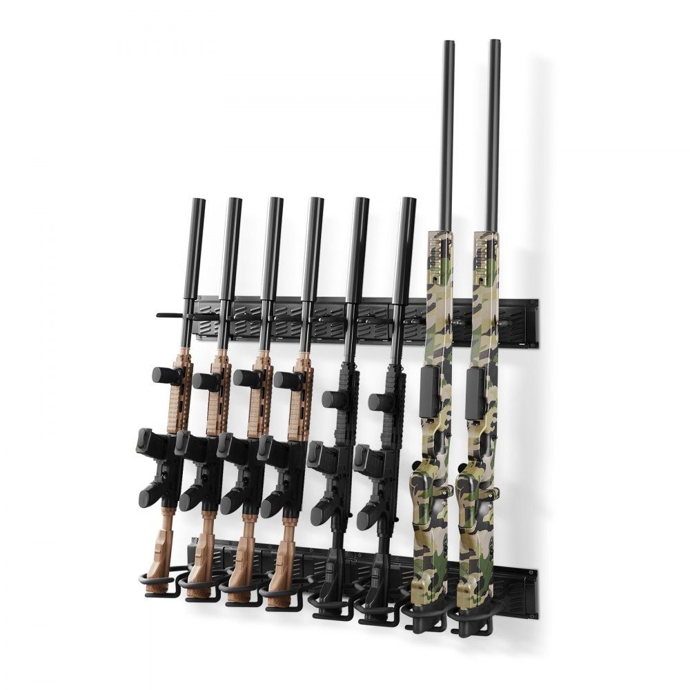 Gun Wall Mount for 8 Rifles (Shotguns), Adjustable Carbon Steel Rifle Holder, Gun Holder with Screws, Gun Storage, Gun Rack for Home, Garage, Shop, Hunting Lodge