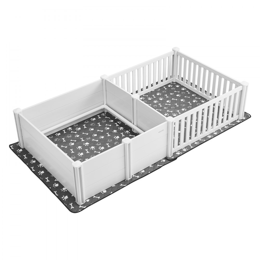 Werpbox voor honden, 237x123x46 cm, puppybox van kunststof PVC met in hoogte verstelbare deur & wasbaar plaskussen, 2-kamerindeling, puppybox voor extra grote honden, melkwit Werpbox voor honden, 237x123x46 cm, puppybox van kunststof PVC met in hoogte verstelbare deur & wasbaar plaskussen, 2-kamerindeling, puppybox voor extra grote honden, melkwit