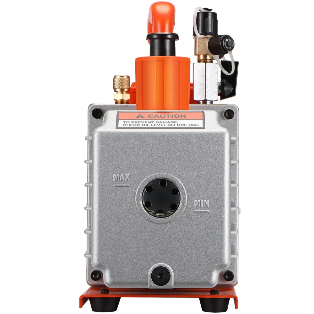2-traps draaischuifvacuümpomp, 1/2 pk, 5 CFM, ontworpen voor HVAC-service, koudeconservering en harsontgassing, met 1/4" SAE, 3/8" SAE en 1/2" ACME bladinlaten 2-traps draaischuifvacuümpomp, 1/2 pk, 5 CFM, ontworpen voor HVAC-service, koudeconservering en harsontgassing, met 1/4" SAE, 3/8" SAE en 1/2" ACME bladinlaten