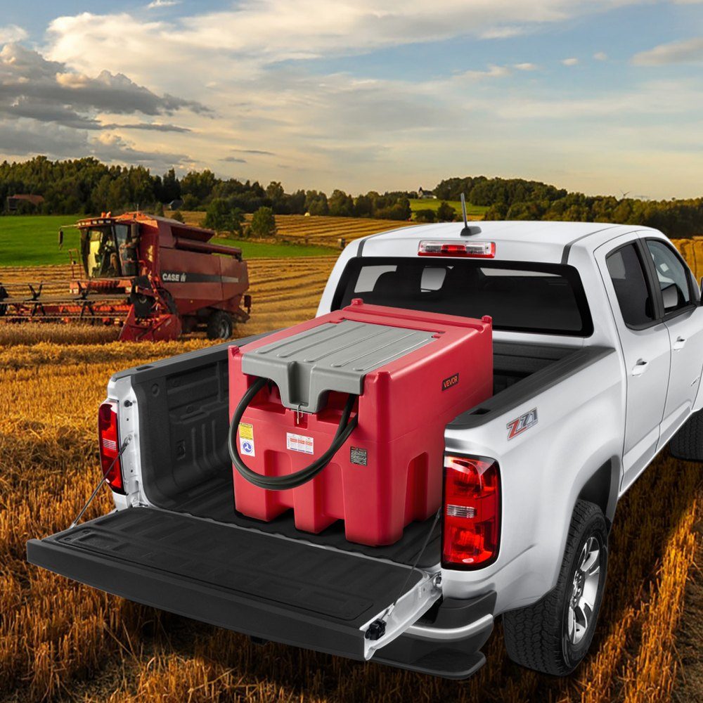Portable Diesel and Petrol Tank, 440L, 45L/min Flow Rate, Diesel Fuel Tank with 12V Transfer Pump, 4m Hose, Automatic Refueling Nozzle, Fuel Transport Transfer Tank, Red
