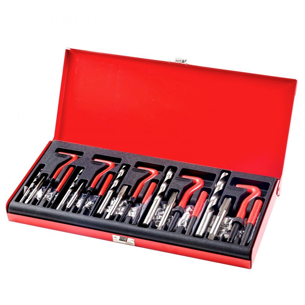 Thread Repair Kit, 166 Piece Metric Helicoil Repair Kit, M5 M6 M8 M10 M12 Re-Tapping Tool Kit with HSS Drill Bits, Thread Inserts, Tap Snap-Off Installation Tools