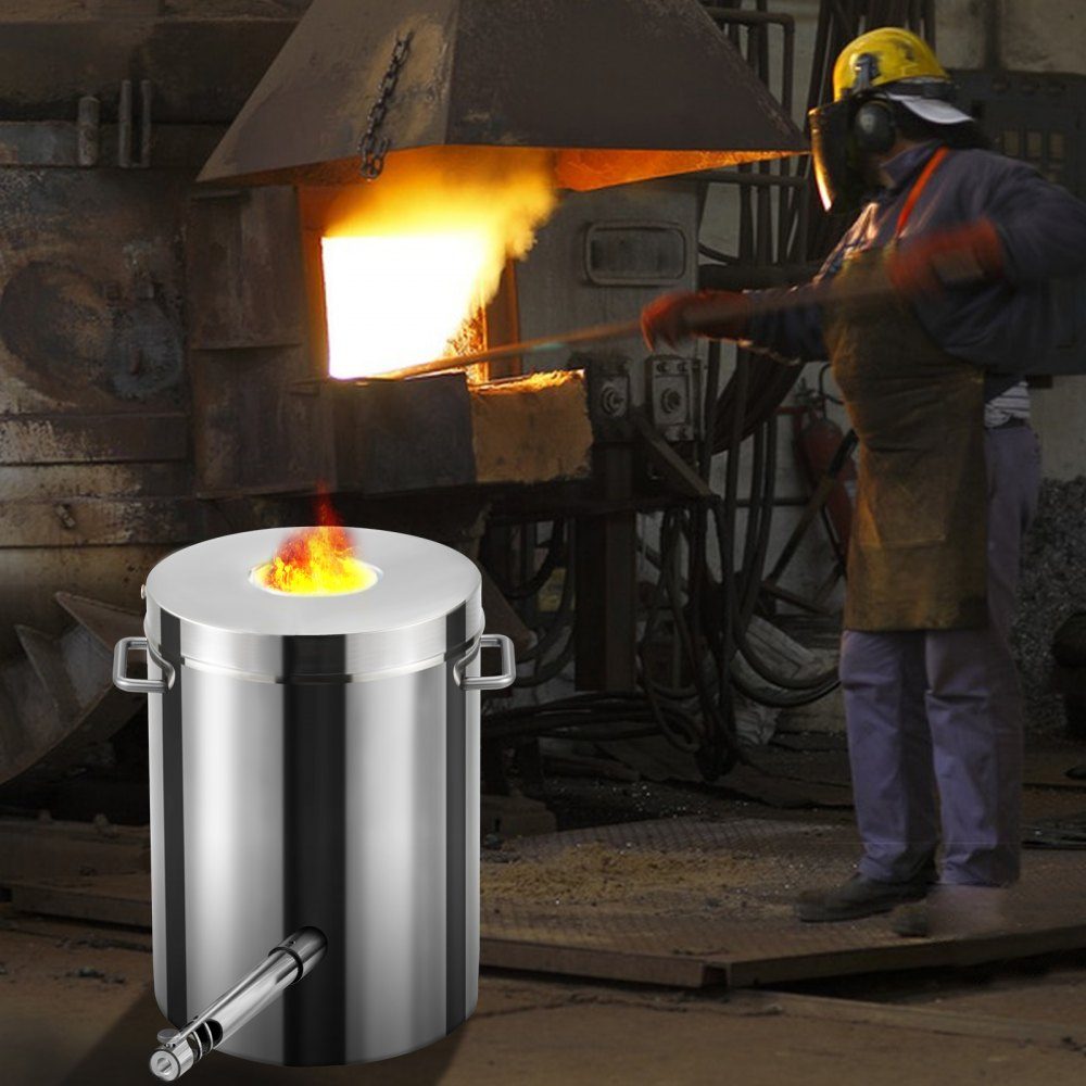 Schmelzofen Propan Metallschmelzofen 6 kg, Edelstahlschmelzofengas 1482 ℃ inkl. 1 x Brenner, 1 x Tiegel, Schmiedemesser, Schmiedeset für Kupfer, Aluminium, Gold, Silber usw