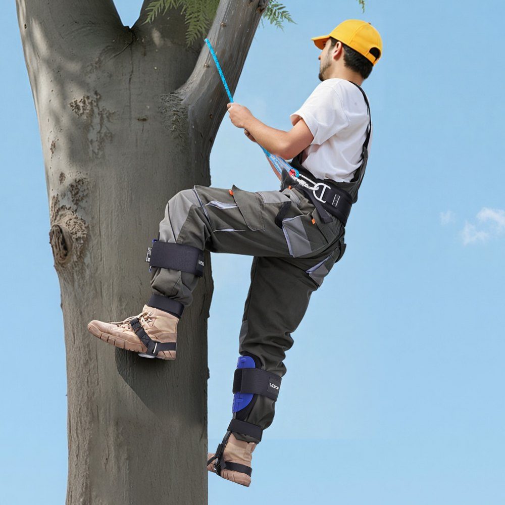 Tree Climbing Tips, Height Adjustable Tree Climbing Equipment with Straps and Waist Belt, Load Capacity 300 lbs, Heavy Duty Steel Crampons, Tree Care Equipment for Fruit Picking and Hunting, Blue