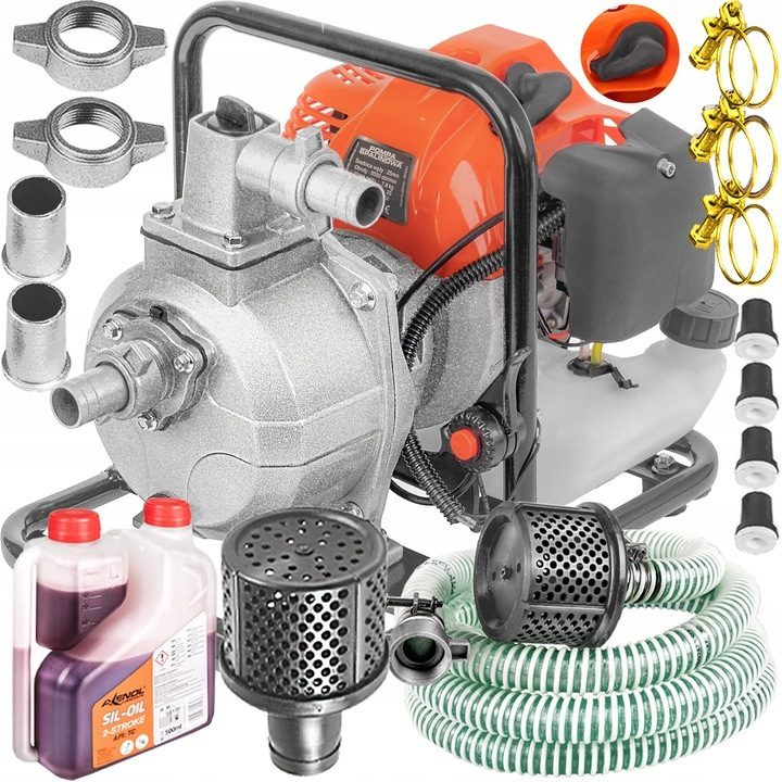 #SALE# Krachtige benzinewaterpomp 300l/min XXL starterset met zuigslang