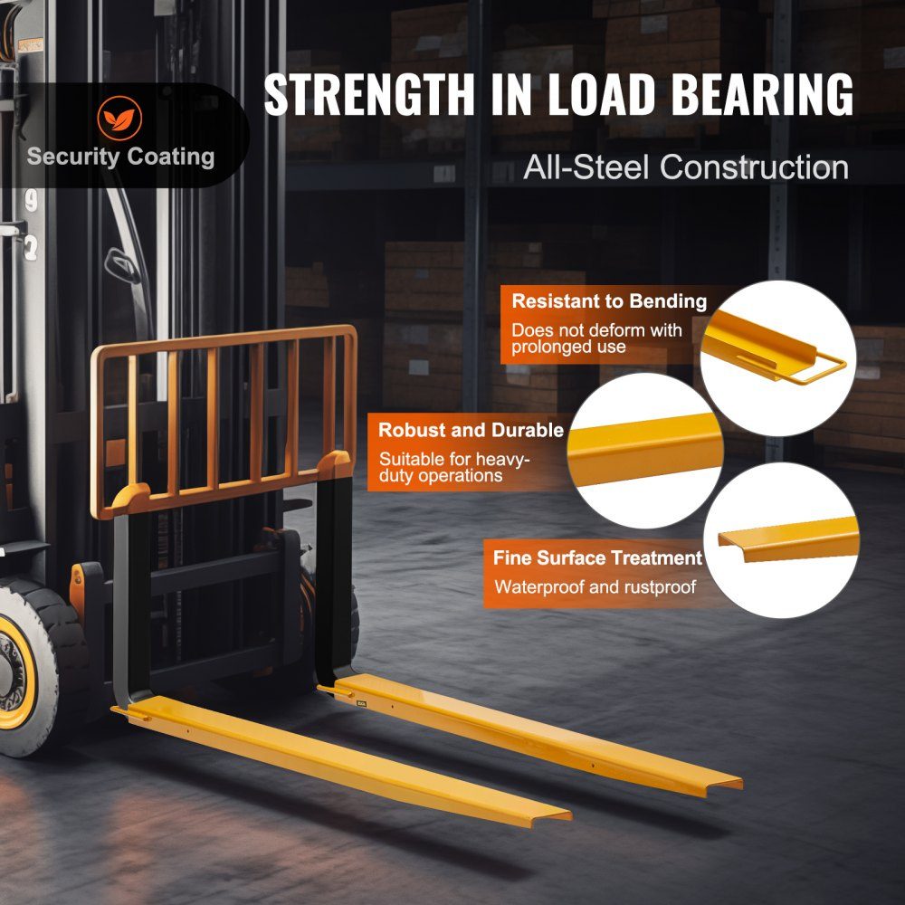 Set of 2 Fork Extensions, 1520mm Tine Extension, 1,815 Ton Load Capacity Forks, Q235 Carbon Steel, One Piece Design, Pallet Fork Extension, Compatible with 106mm Forks