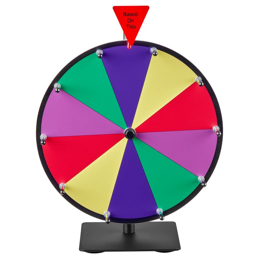 Roue de la Fortune, Roue (305 mm), 10 Compartiments, Roue de la Fortune avec Support, Jeux de Loterie, Compétition, Roulette, avec Tableau Éponge et 2 Marqueurs, 6 Couleurs, Roue des Prix Rotative, Idéale pour Fête, Pub, Foire Commerciale