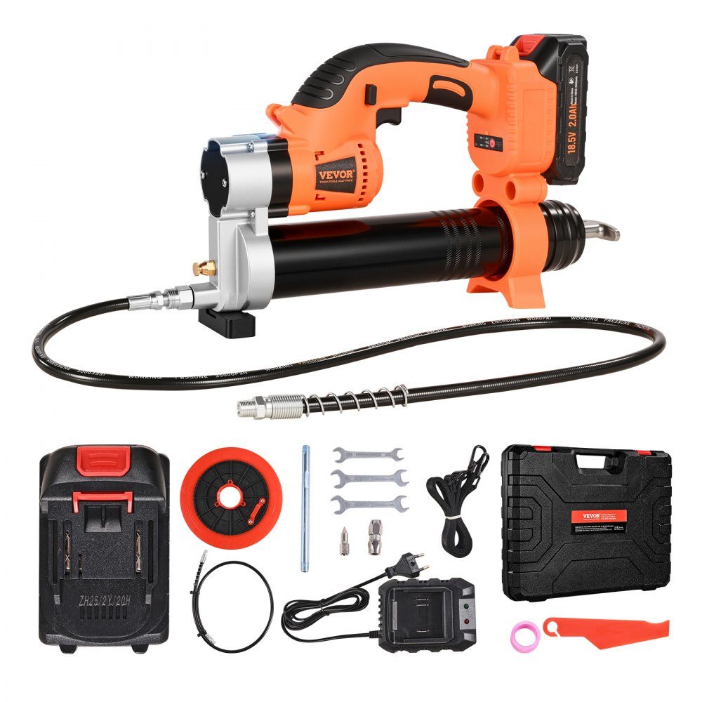 Akku-Fettpresse, 55 MPa, Einhand-Fettpresse mit 2,0-Ah-Akku und LED-Licht, 76,2 cm Schlauch und Tragetasche, Auslöser, kompatibel mit 18-V-Makita-Batterien, zum Schmieren von Fahrzeugen oder Maschinen