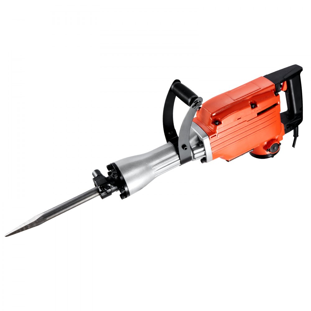 Hochleistungs-Betonbrecher, Abbruchhammer 2200 W, elektrischer Abbruchhammer, Bohrhammer, Betonhammer, Stemmhammer 1400 BPM, inklusive 6 Meißel, Spitzmeißel, Flachmeißel, Schabmeißel für Schiefer, Beton usw