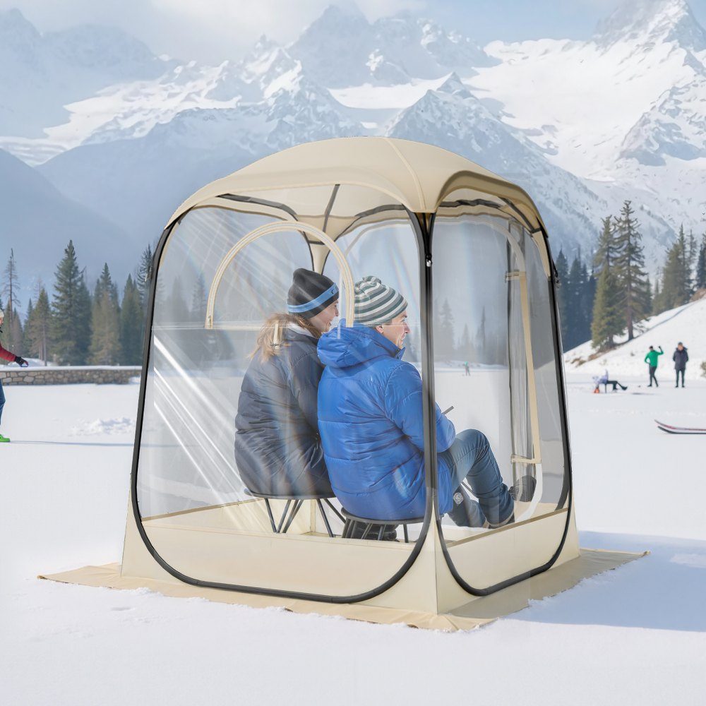 Tente transparente 127 x 127 x 170 cm Tente pop-up pour 1 à 2 personnes Tente de sport avec tapis de sol et couverture supérieure Tente à bulles extérieure Abri de camping pour événements Pêche Acclamations