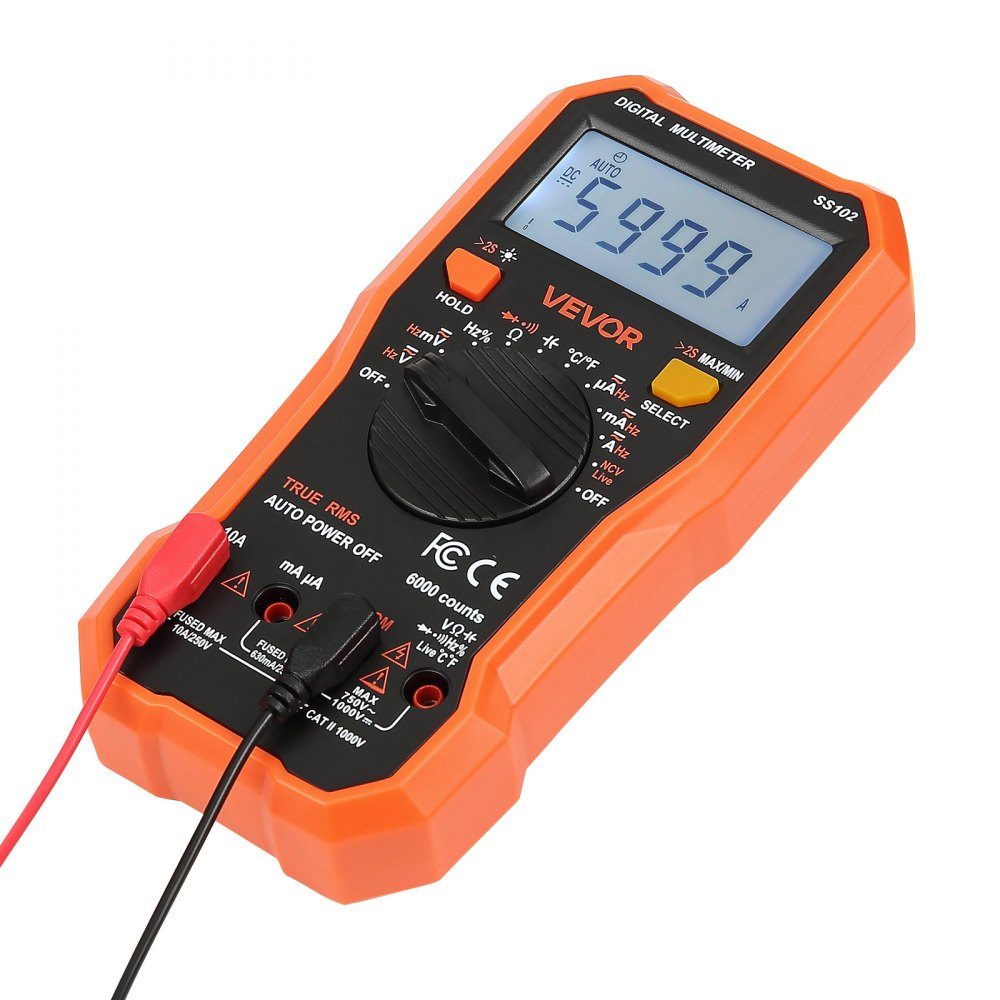 Digitalmultimeter, 6000-Count TRMS DC/AC-Voltmeter-Stromtester, NCV-Multimeter für Strom, Spannung, Widerstand, Arbeitszyklus, Temperatur, Dioden, Stromdurchgangsprüfung