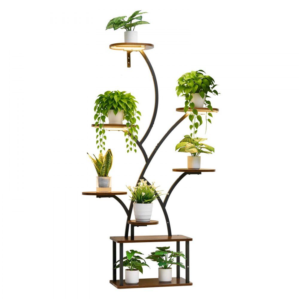 Plant Stand with Grow Lights, 8 Tier Plant Shelf Flower Stand, 3 Timers and 10 Brightness Levels, Flower Shelf Decoration for Living Room and Balcony, 920x310x1575mm