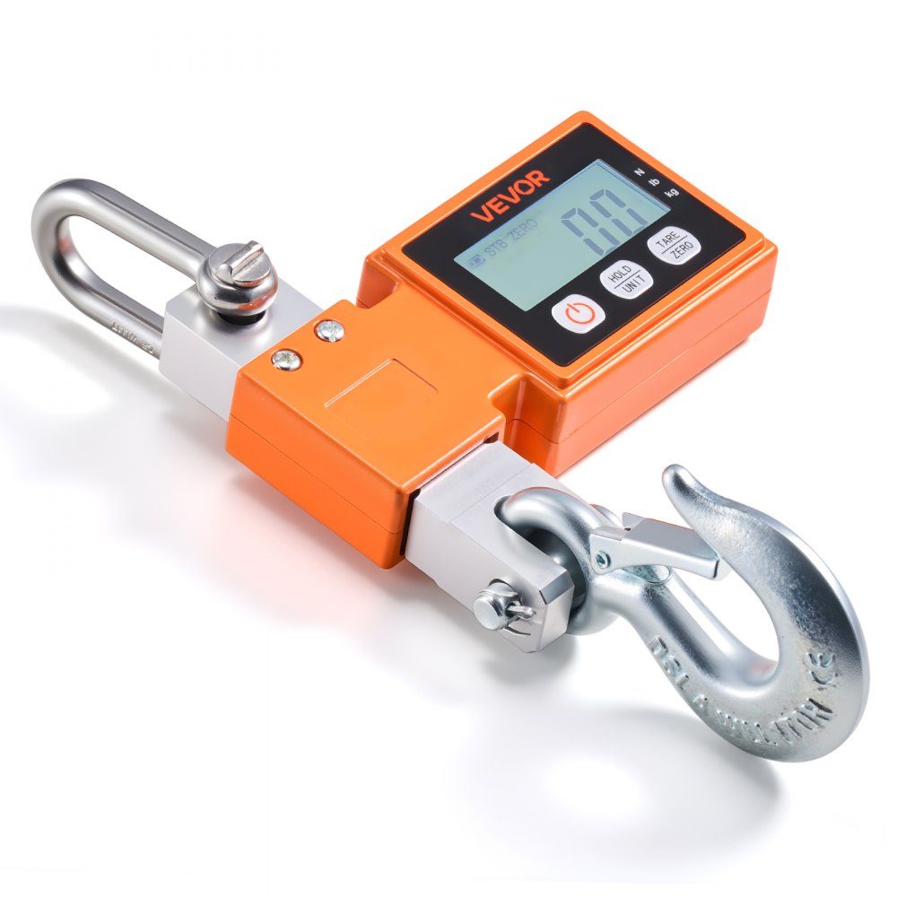 Crane scale 500 kg, digital industrial scale with cast aluminum housing & LCD display, toy scale 100 g graduation & 3 levels, automatic switch-off, hook scale, pull scale for garages, workshops