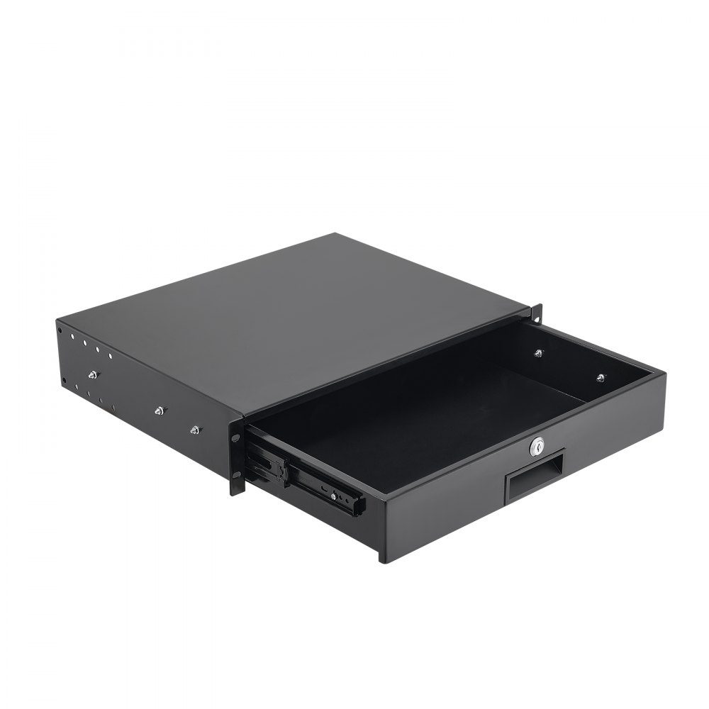 2U-Rack-Schublade, 50 Pfund, abschließbares Serverschrankgehäuse, Schiebeschublade mit Schloss und Kabelführungslöchern für 482 mm Netzwerkgeräte, Server, AV-Rack oder Schrankgehäuse