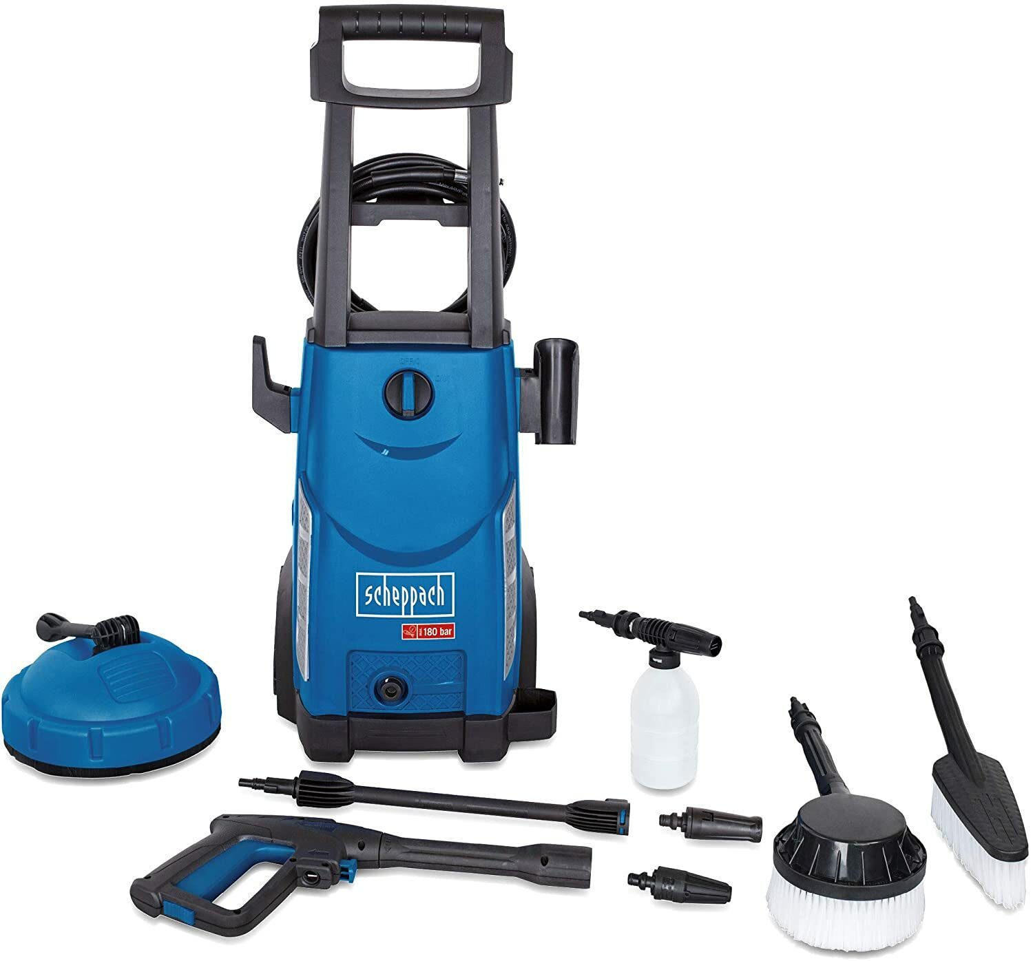 Myjka wysokociśnieniowa HCE2600 scheppach - 230-240V 50Hz w zestawie. zestaw akcesoriów