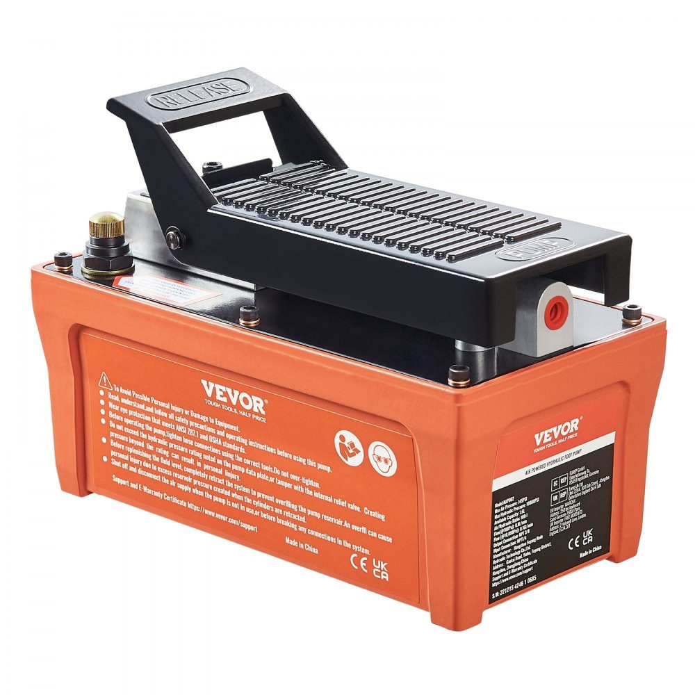 1.6L air hydraulic pump, 700 bar hydraulic pump, 0.8L/min (no load), 0.16L/min (load), hydraulic foot pump with 2m hose, confirmed air foot pump base, including air inlet adapter PTFE tape