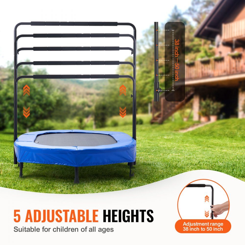 Kids Trampoline Indoor/Outdoor Trampoline, Foldable Mini Trampoline with Handle, Rebounder Trampoline, Garden Trampoline for Toddlers, Birthday Gift for Kids Ages 3 and Up for Fun, Blue