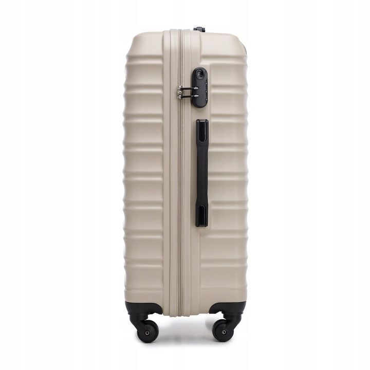 Großer Premium-Koffer Reisekoffer ABS-Kunststoff 96l mit Rippen Beige