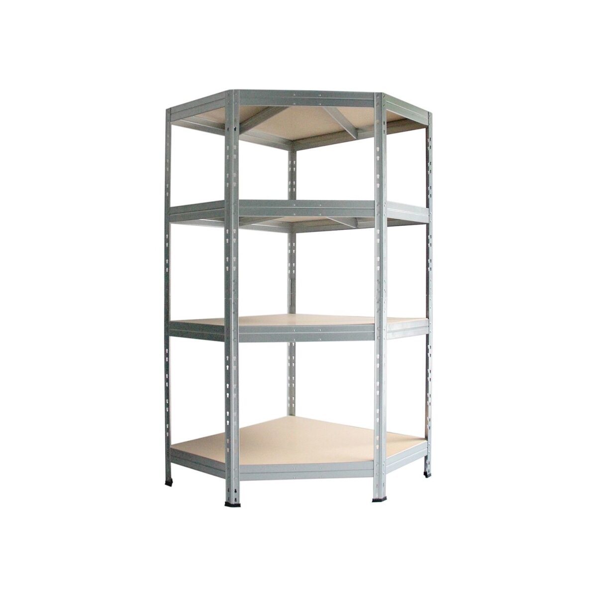 PÓŁKI AR Narożna, nitowana półka wtykowa z 4 półkami, 180x90x90x45, system wtykowy, ocynkowana PÓŁKI AR Narożna, nitowana półka wtykowa z 4 półkami, 180x90x90x45, system wtykowy, ocynkowana