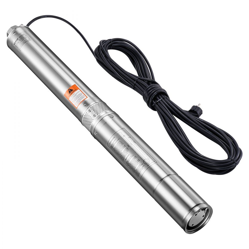 Deep well pump, 1100W input power, 100L/min flow, 75m head, with 20m cable, submersible pump, for industrial irrigation and home use, water protection class IP68