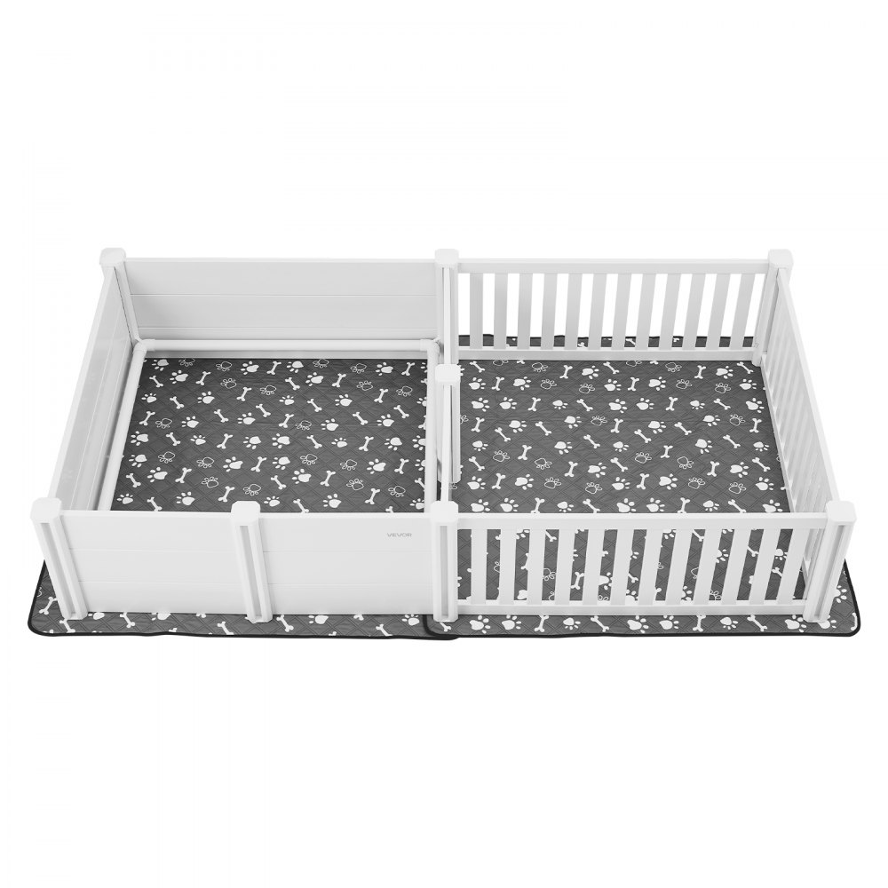 Werpbox voor honden, 237x123x46 cm, puppybox van kunststof PVC met in hoogte verstelbare deur & wasbaar plaskussen, 2-kamerindeling, puppybox voor extra grote honden, melkwit Werpbox voor honden, 237x123x46 cm, puppybox van kunststof PVC met in hoogte verstelbare deur & wasbaar plaskussen, 2-kamerindeling, puppybox voor extra grote honden, melkwit