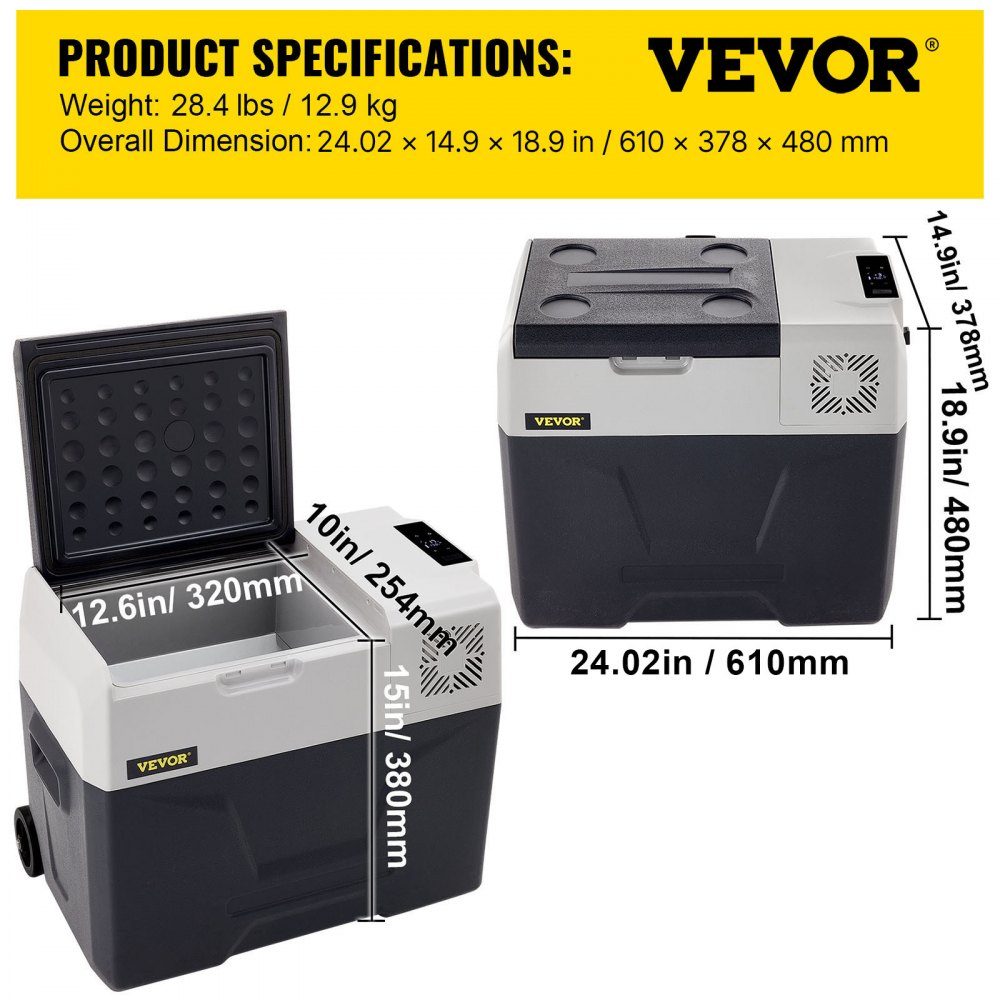 40L Auto Kühlschrank Kompressor Kühlbox Edelstahl Urlaub Isolierbox Mini Kühlschrank Kühlbox Auto und Steckdose