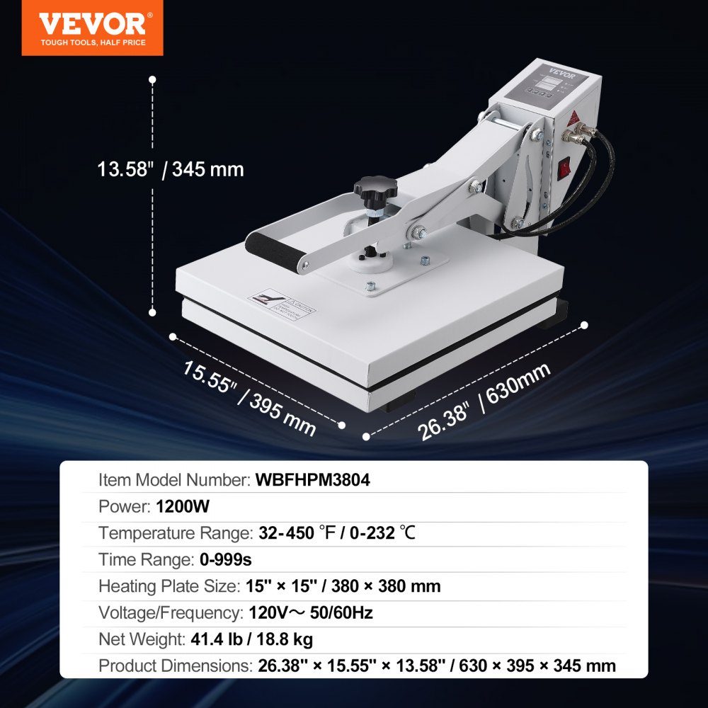 Hitzepresse 38x38cm Sublimationsdrucker Transfer DIY T-Shirt