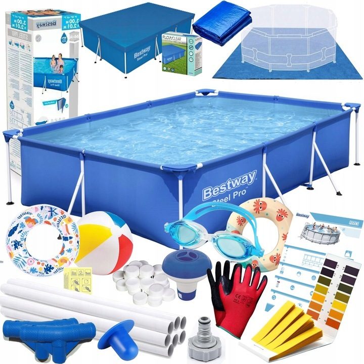 %SALE% XXL-Starterset Bestway Steel Pro Pool 19-teiliges Zubehör Outdoor Garten Badespaß