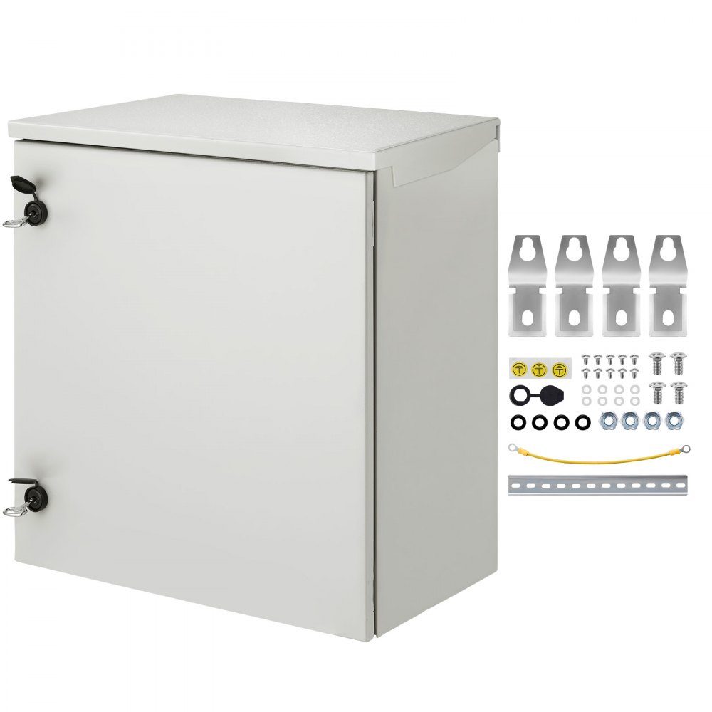 Panel Electrical Enclosure, 600 x 600 x 300mm, NEMA 4 Outdoor Enclosure, IP66 Waterproof and Dustproof, Cold Rolled Steel, Indoor Outdoor Folding Junction Box with Rain Cover