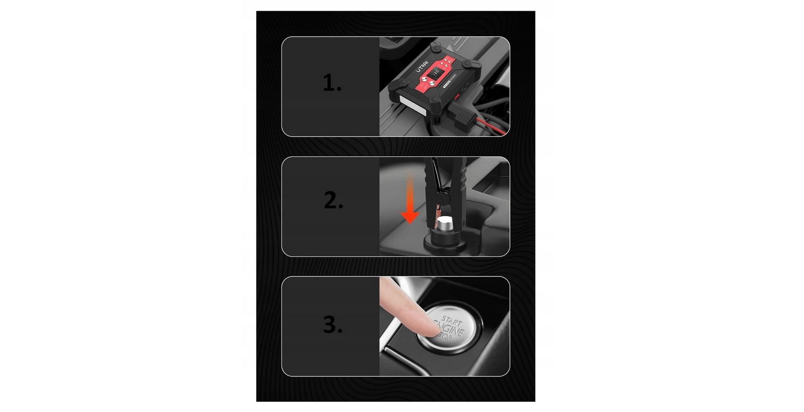 UTRAI JUMP STARTER BOOSTER START POWERBANK COMPRESSEUR 1800A PUISSANCE modèle 2022