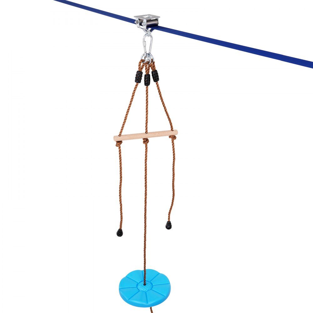 Zipline für Kinder und Erwachsene, 50-Fuß-Zipline-Sets bis zu 300 Pfund, Outdoor-Hinterhof-Seilrutschen, Spielplatzunterhaltung mit Zipline, Nylon-Sicherheitsgurt und Zubehörset