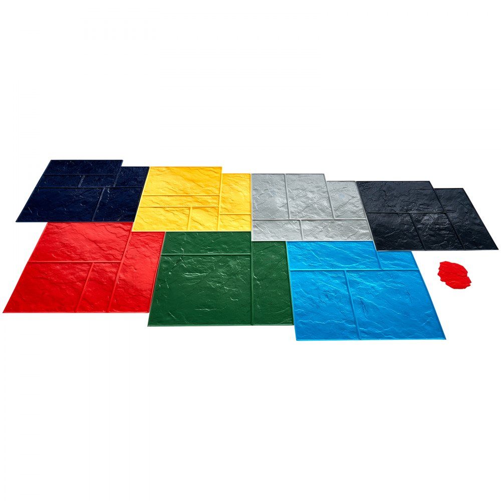Mata do stempli betonowych 24" x 24" 7 szt. Tekstura betonu Skórka Stempel z poliuretanu Mata z teksturą płytek kamiennych Odcisk podłogi z łupków Bezszwowy stempel Formy betonowe na zewnątrz Dekoracyjny wielokolorowy