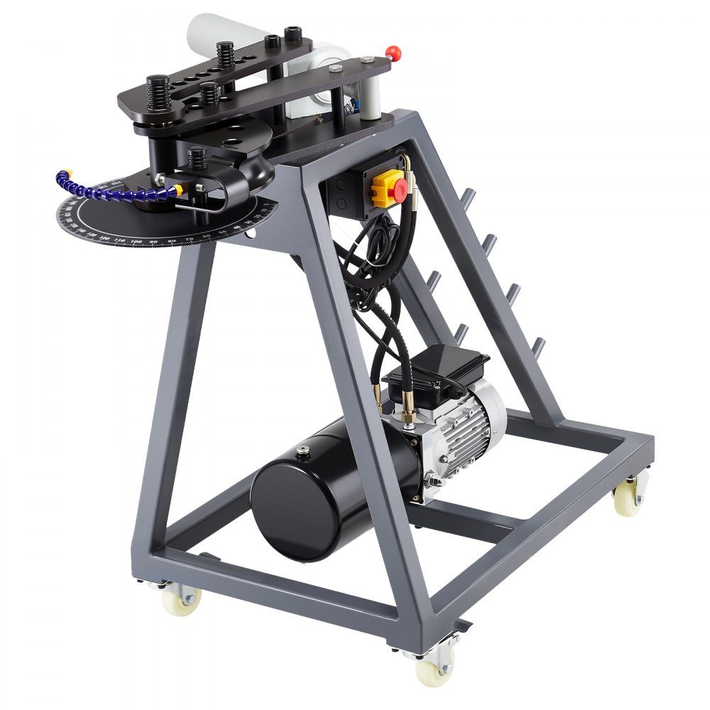 Elektrischer Rohrbieger, 750-W-Rohrbieger mit 6-Liter-Hydraulikzylinder, Rohrbieger mit Rollen, 3 Matrizen und einem maximalen Biegewinkel von 180°, geeignet für Rohre von 3/4 bis 2 Zoll