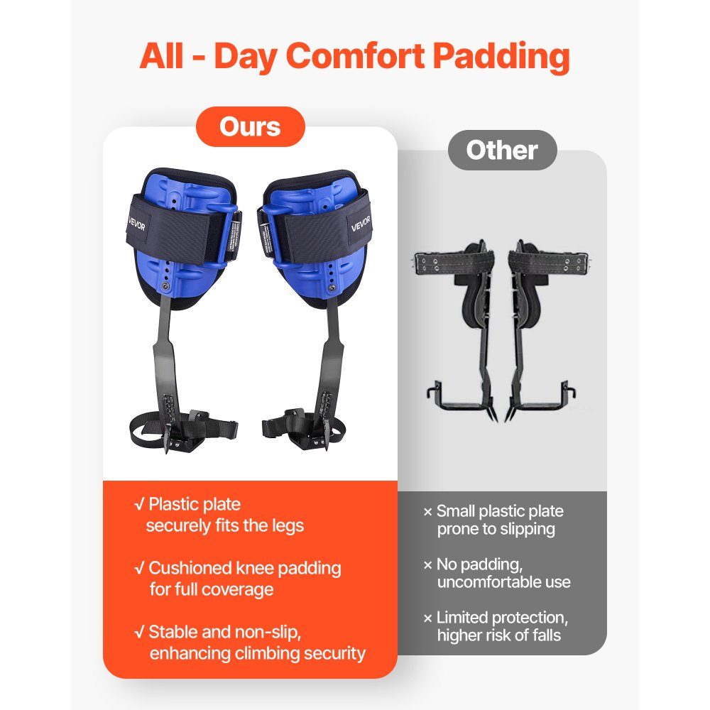 Tree Climbing Tips, Height Adjustable Tree Climbing Equipment with Straps and Waist Belt, Load Capacity 300 lbs, Heavy Duty Steel Crampons, Tree Care Equipment for Fruit Picking and Hunting, Blue