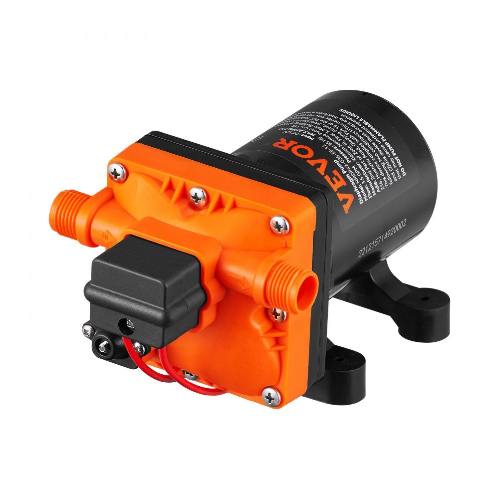 Water Diaphragm Pump, 12V DC, 13L/min Flow, 3.8bar Rated Pressure (2.76-5.5bar Adjustable), 1/2" MNPT Self-Priming Spray Pump with Pressure Switch for RV, Motorhome, Marine, Boat