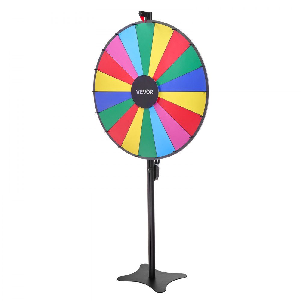 Roue de la Fortune, Roue (914 mm), 18 Compartiments, Roue de la Fortune avec Support, Hauteur Réglable, Jeux de Loterie, Concours, Roulette, avec Tableau Éponge et 2 Marqueurs, 6 Couleurs, Idéal pour Fête, Pub, Foire