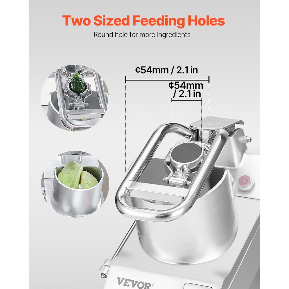 Keukenmachine groentesnijder groentehakselaar 2 vulopeningen, voedselveilige roestvrijstalen snijder met 6 afneembare messen, 3/5/7/10 mm rasp, 2/4 mm snijmachine, voor groenten, fruit