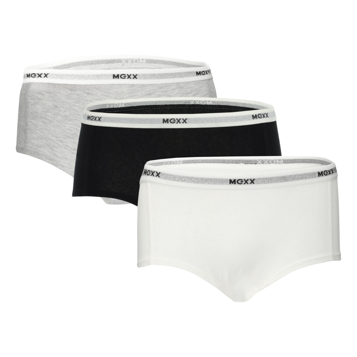 MEXX women's hipsters, pack of 3 (black/white/grey, M)