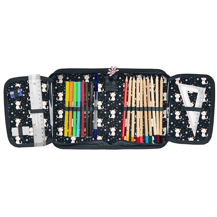 Etui met accessoires Klein wit katje