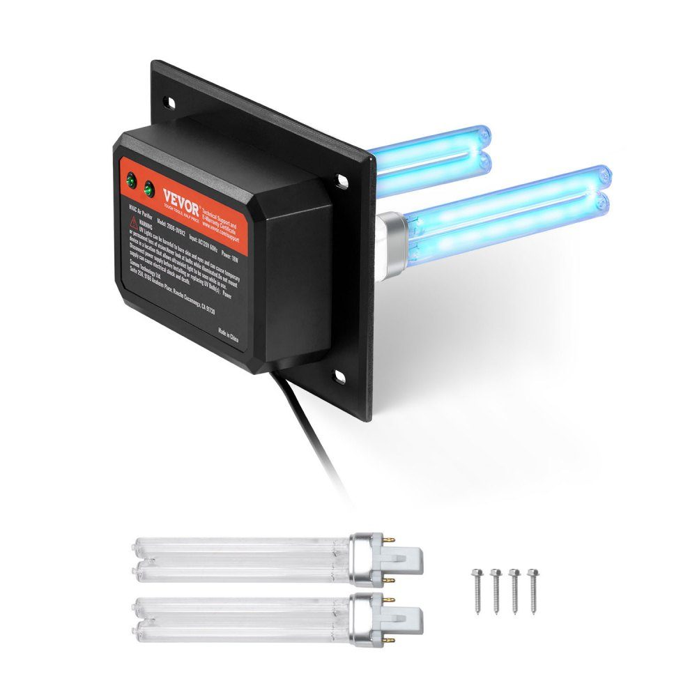 HVAC luchtreiniger voor het hele huis 18W 175 mm kanaal UV UVC licht voor airconditioner kanaalluchtwasser met 2 vervangingslampen HVAC UV-lampen luchtreiniger voor airconditioner