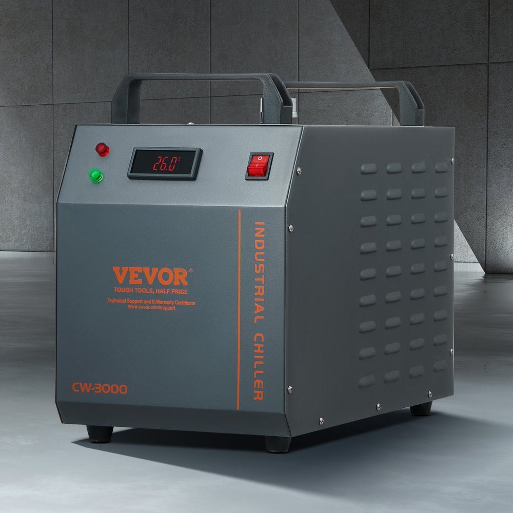 Industrial Water Chiller, CW-3000, 80W Air Cooled Industrial Water Chiller Cooling System with 12L Water Tank Capacity, 12L/min Maximum Flow Rate, for Laser Engraving Machine Cooling Machine
