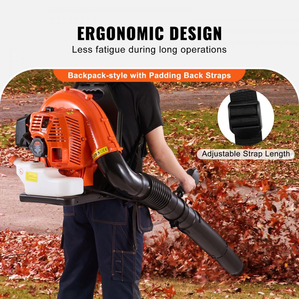 Backpack Leaf Blower, 79CC 2-Stroke Gasoline Leaf Blower with 3L Fuel Tank, 930 CFM Air Volume, 184 MPH Speed, Ideal for Lawn Care, Leaf Cleaning and Snow Removal